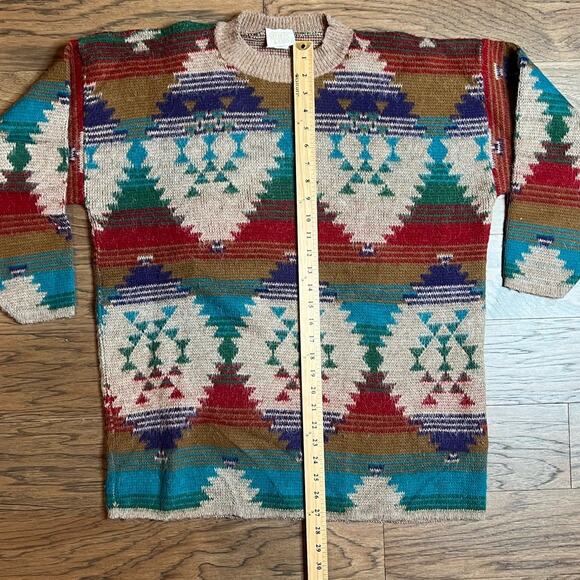 Needle & Yarn Aztec Southwestern Tribal Knit Sweater Colorful Pattern Pullover - Picture 7 of 8